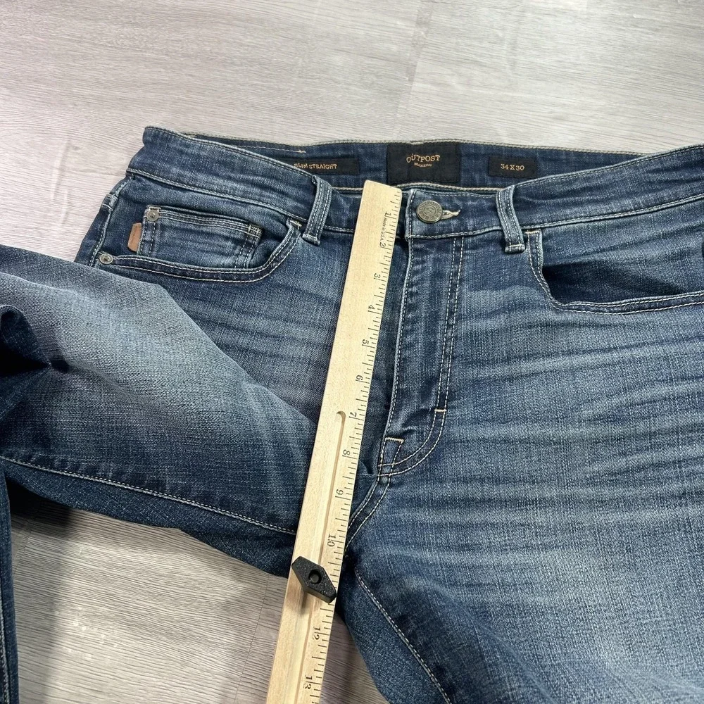 Outpost Makers Slim Straight Jeans Mens 34x30 Blue Stretch Denim Medium Wash